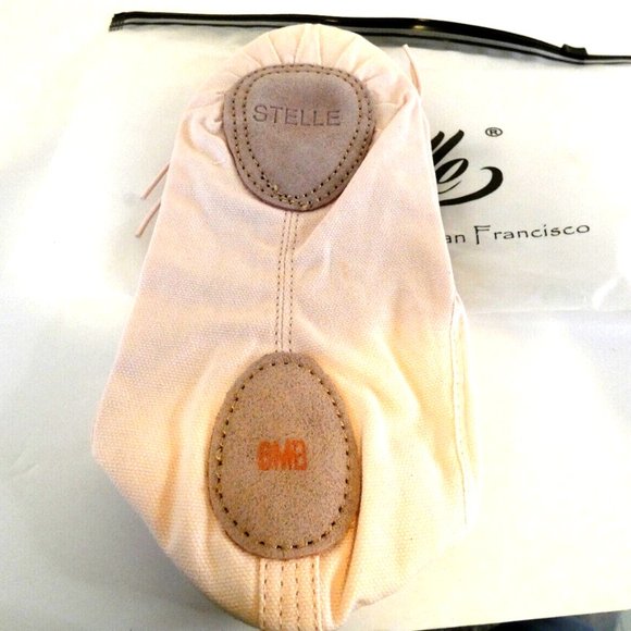 Stelle Women Ballet Dance Shoe Yoga Pink Slippers 6MB Leather Tie Non-Skid NWT - Picture 2 of 7